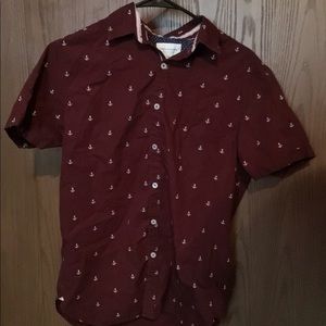 Denim&Flower maroon anchor button up